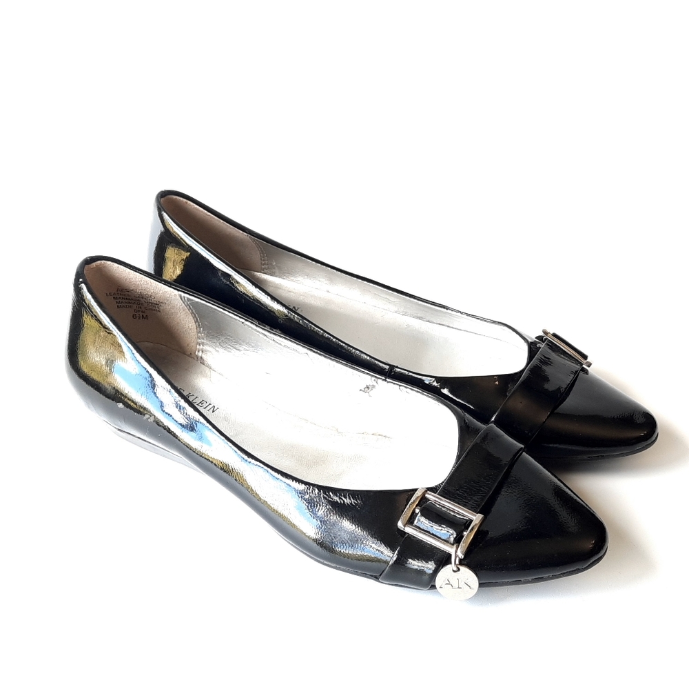 Pre owned AK  Ann Klein iflex Patent Leather Black Flats